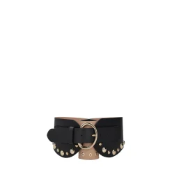 Maxi Cintura in pelle con borchie colore nero