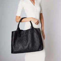 Maxi Shopping intrecciata Agata colore nero