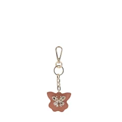 Portachiavi a farfalla con strass colore biscotto
