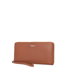 Portafoglio grande con zip tiny bags colore cuoio
