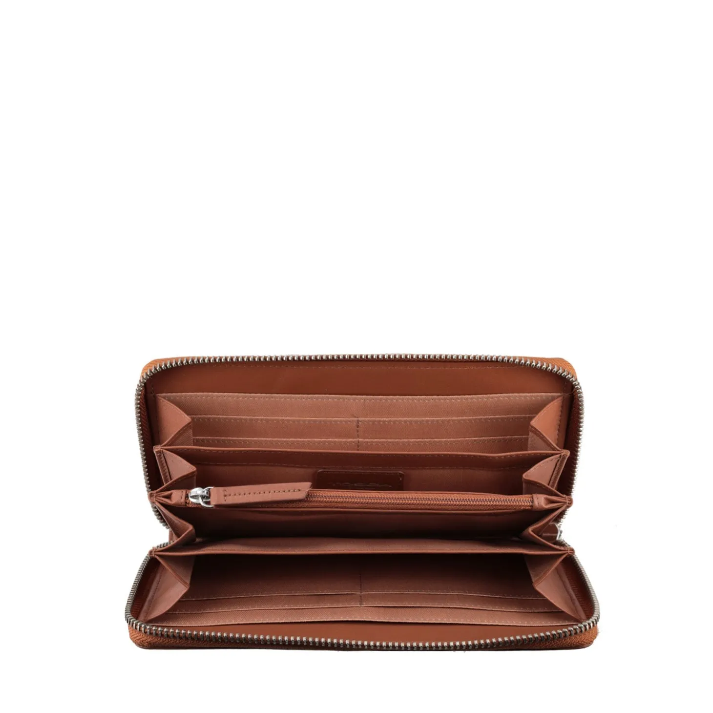 Portafoglio grande con zip tiny bags colore cuoio