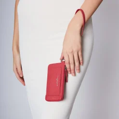 Portatessere con zip wallets colore corallo
