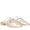 Sabot Iris in pelle con perle e strass colore oro