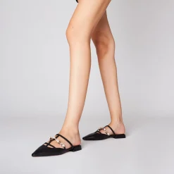Sabot Iris in pelle con perle e strass colore nero