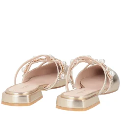Sabot Iris in pelle con perle e strass colore oro