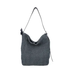 SACCA INTRECCIATA JEANS CON BUSTA INTERNA COLORE BLU