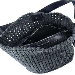 SACCA INTRECCIATA JEANS CON BUSTA INTERNA COLORE BLU
