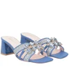 Sandalo Ocean in raffia con accessorio colore bluette