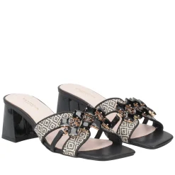 Sandalo Ocean in raffia con accessorio colore nero