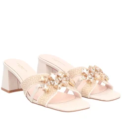 Sandalo Ocean in raffia con accessorio colore avorio