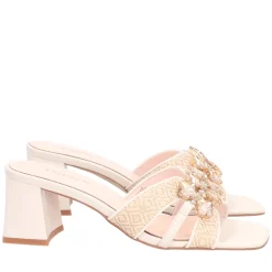 Sandalo Ocean in raffia con accessorio colore avorio