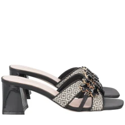 Sandalo Ocean in raffia con accessorio colore nero