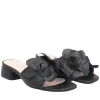 Sandalo Paloma in pelle con fiore colore nero