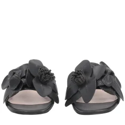 Sandalo Paloma in pelle con fiore colore nero