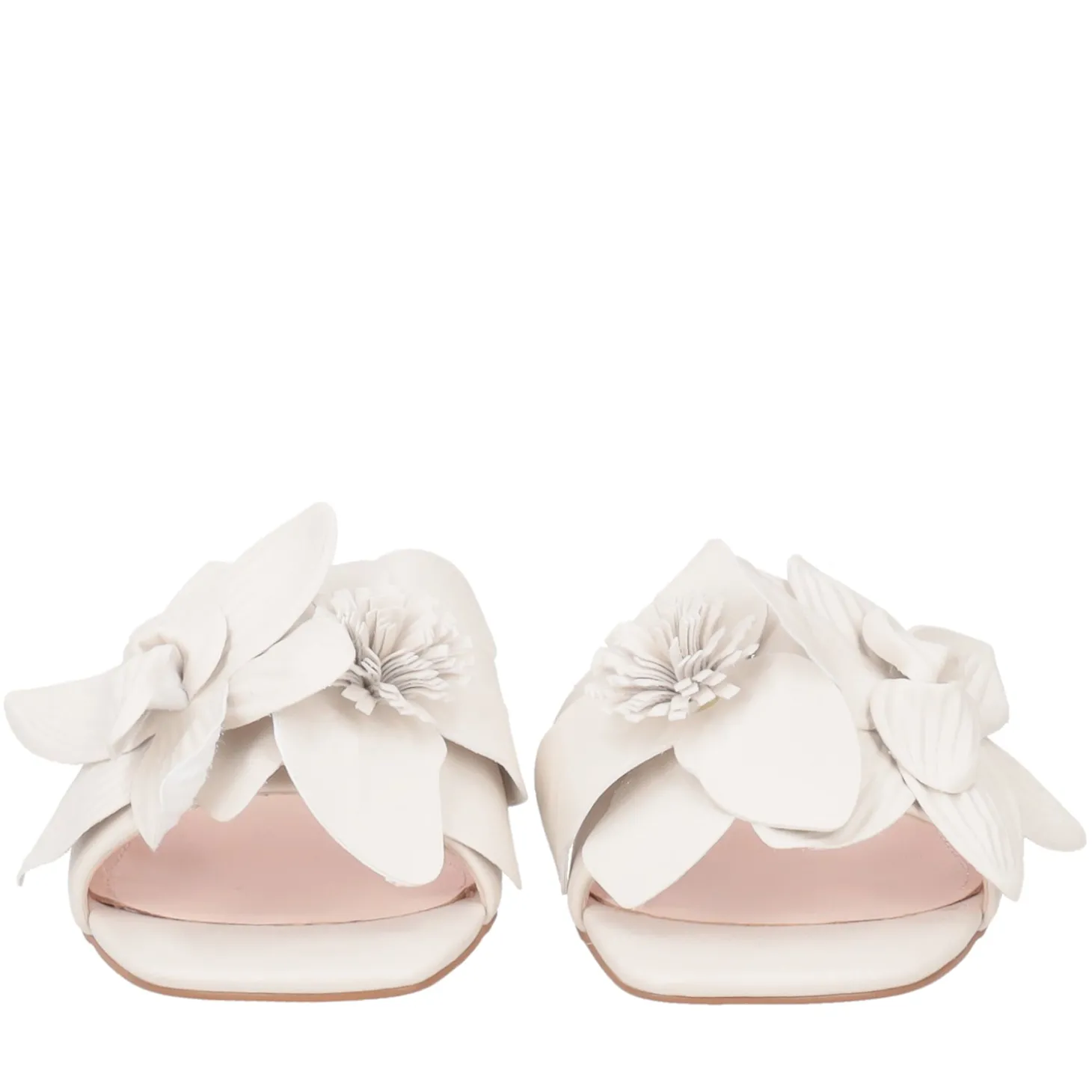 Sandalo Paloma in pelle con fiore colore avorio