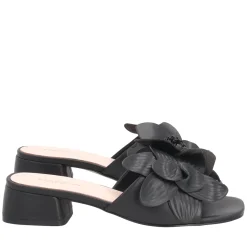 Sandalo Paloma in pelle con fiore colore nero