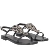 Sandalo Rio in pelle con accessorio colore nero