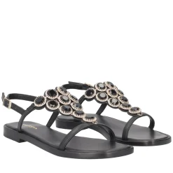 Sandalo Rio in pelle con accessorio colore nero