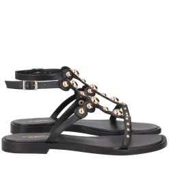 Sandalo Rio in pelle con borchie colore nero