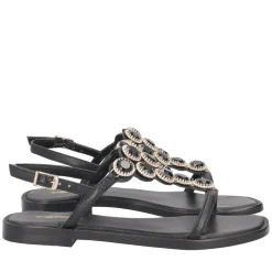 Sandalo Rio in pelle con accessorio colore nero