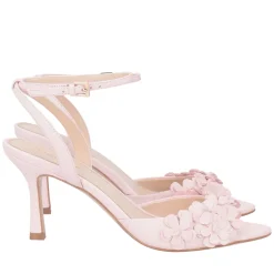 Sandalo Saffron in pelle con fiori colore rosa
