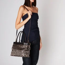 Shopping bag grande con stampa Penelope colore nero