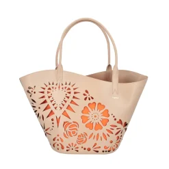 SHOPPING BAG LASERATA ISCHIA COLORE BEIGE
