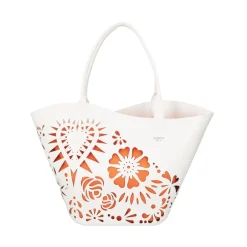 SHOPPING BAG LASERATA ISCHIA COLORE BIANCO