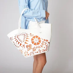 SHOPPING BAG LASERATA ISCHIA COLORE BIANCO