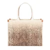 Shopping bag Matilde con stampa animalier colore avorio