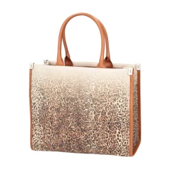 Shopping bag Matilde con stampa animalier colore cuoio