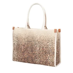 Shopping bag Matilde con stampa animalier colore avorio