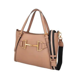SHOPPING BAG POSITANO CON ACCESSORIO STAFFA COLORE CUOIO