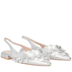 Slingback Iris in pelle con cerchietti colore argento