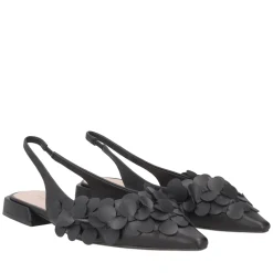 Slingback Iris in pelle con cerchietti colore nero