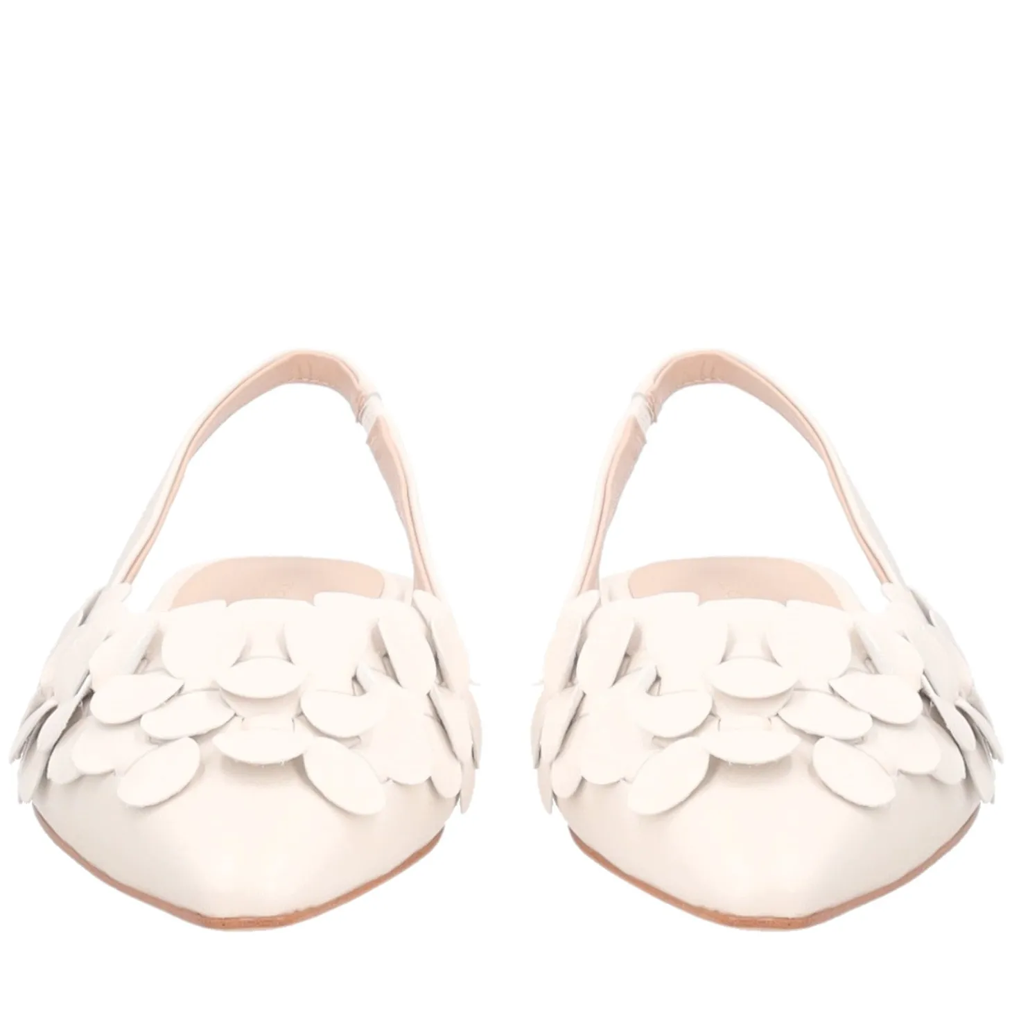 Slingback Iris in pelle con cerchietti colore avorio