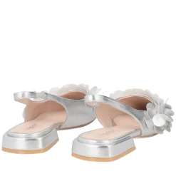 Slingback Iris in pelle con cerchietti colore argento