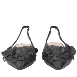 Slingback Iris in pelle con cerchietti colore nero