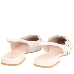 Slingback Iris in pelle con cerchietti colore avorio