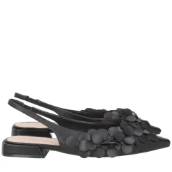 Slingback Iris in pelle con cerchietti colore nero