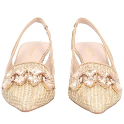 Slingback Jade con accessorio colore oro