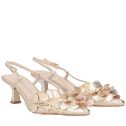 Slingback Jade in pelle con cerchietti colore oro
