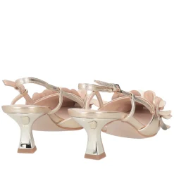 Slingback Jade in pelle con cerchietti colore oro