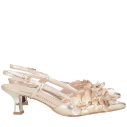 Slingback Jade in pelle con cerchietti colore oro