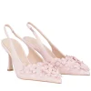 Slingback Jasmine in pelle con fiori colore rosa