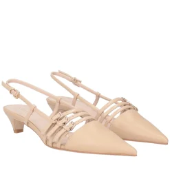 Slingback Kelly in pelle con cinturini colore beige