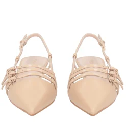 Slingback Kelly in pelle con cinturini colore beige
