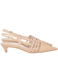 Slingback Kelly in pelle con cinturini colore beige
