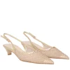 Slingback Kelly in tessuto con strass colore oro