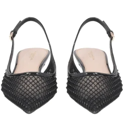 Slingback Kelly in tessuto con strass colore nero